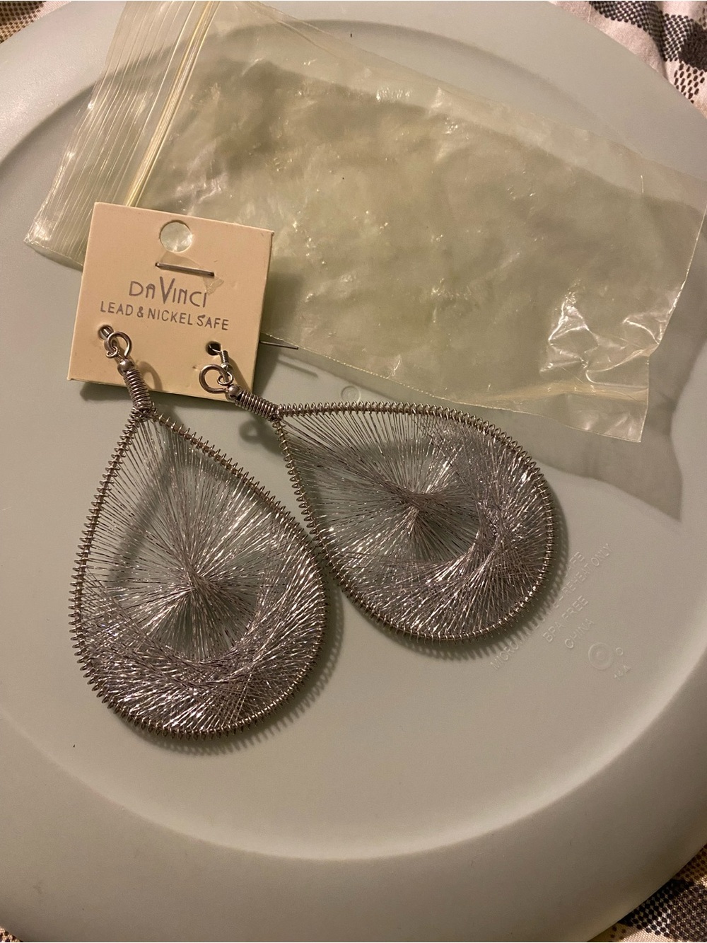 DaVinci Silver Wire-Thread Teardrop Earrings